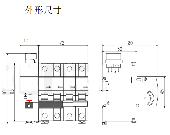 光伏自动并网开关外形尺寸图