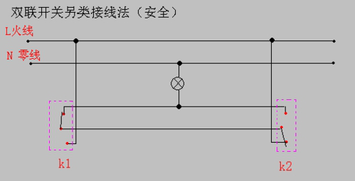 两个开关都接火线的另类双控开关接线图